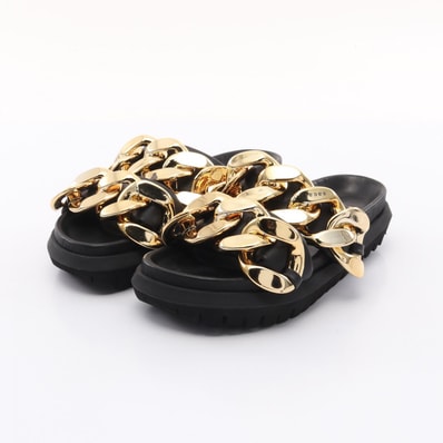 サカイ Sacai Cuban Chain Slides サンダル 靴 レザー レディース ブラック系 【中古】