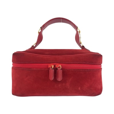 GUCCI グッチ ホースビット レッド ゴールド金具 スウェード ハンドバッグ バニティバッグ 602306 【中古】