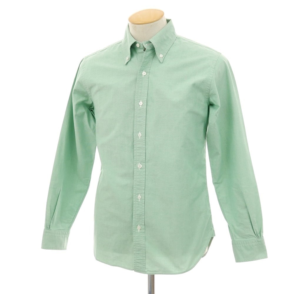【中古】ブルックスブラザーズ Brooks Brothers MILANO オックスフォード ボタンダウン カジュアルシャツ ライトグリーン【サイズ15】【メンズ】