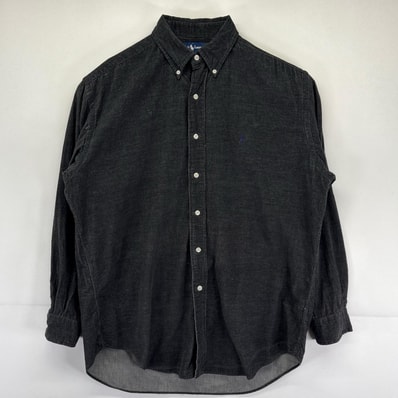 古着 90's/90年代 ラルフローレン RALPH LAUREN 長袖シャツ コーデュロイ生地 ワンポイントロゴ BLAKE M ブラック系 メンズ