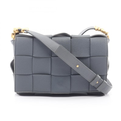 ボッテガヴェネタ BOTTEGA VENETA カセット イントレチャート ショルダーバッグ バッグ レザー レディース グレー系 【中古】