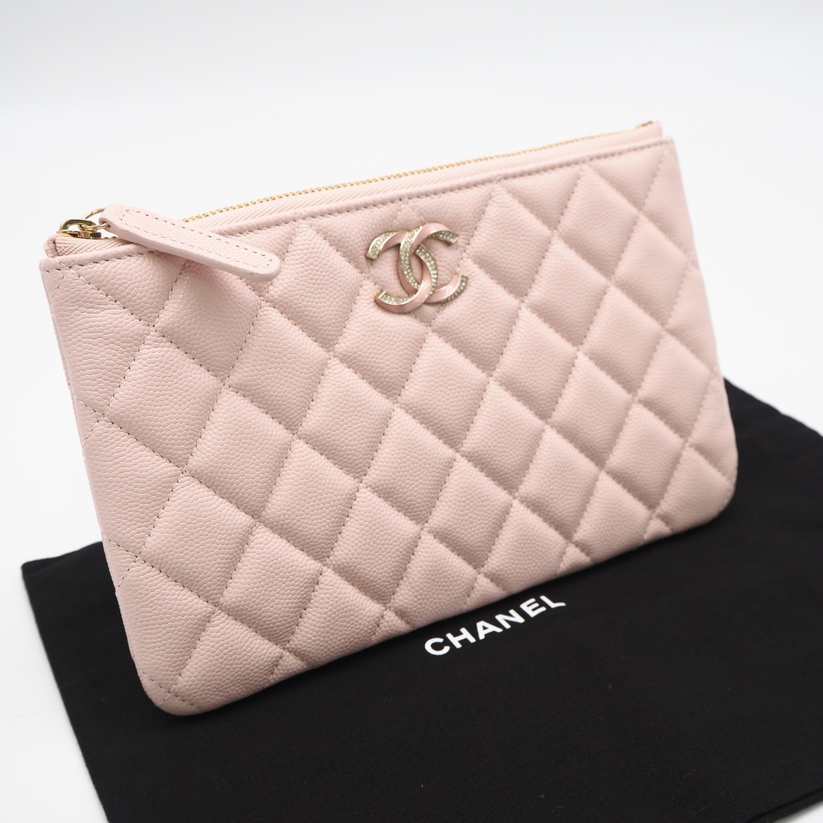 極美品 CHANEL シャネル キャビアスキン マトラッセ ポーチ AP4908 ポーチ ピンク キャビアスキン レディース