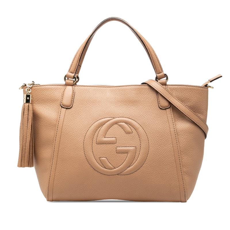 グッチ ソーホー タッセル ハンドバッグ ショルダーバッグ 2WAY 369176 ベージュ系 レザー レディース GUCCI 【中古】
