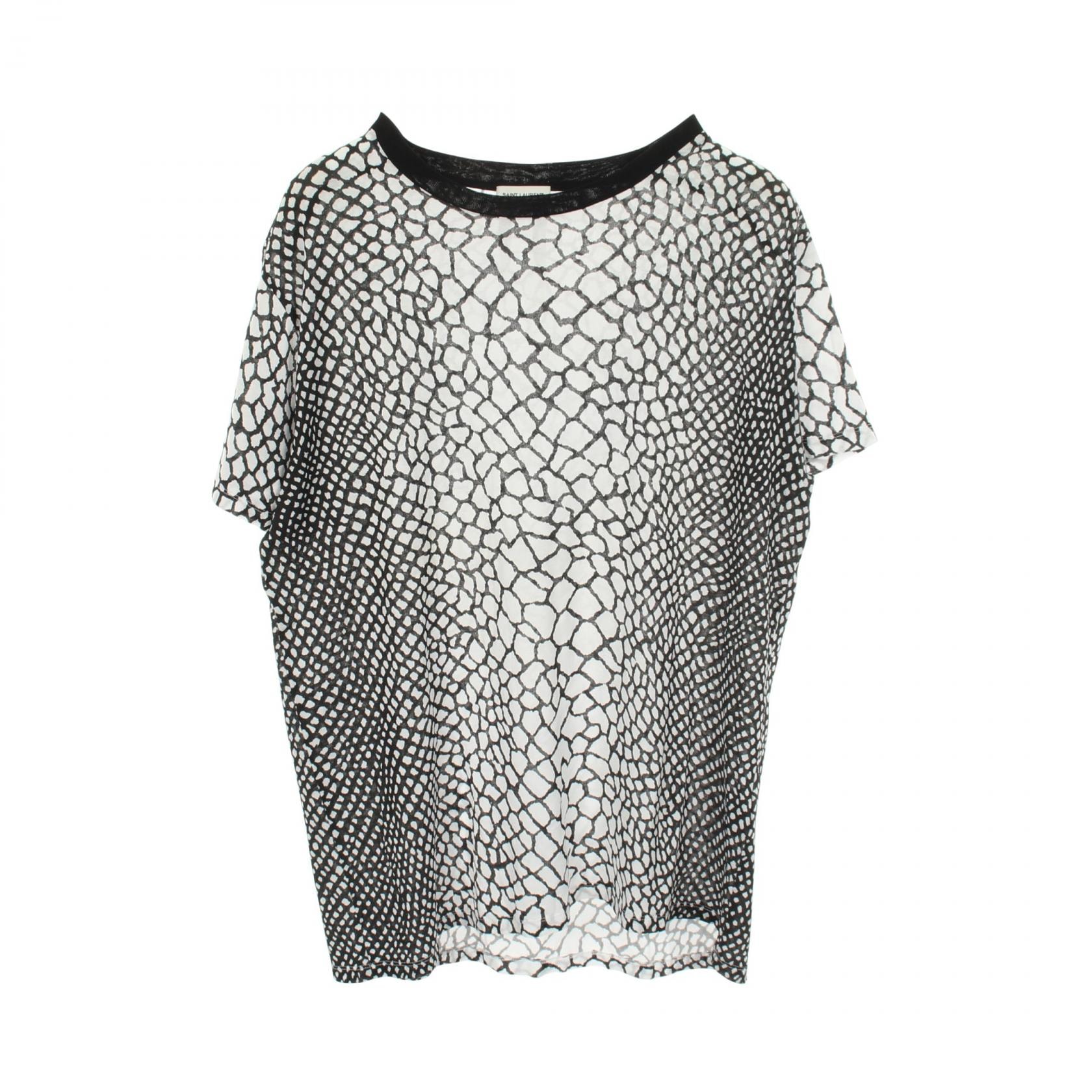 サンローランパリ SAINT LAURENT PARIS クロコダイル柄 半袖Tシャツ 衣料品 トップス コットン メンズ ホワイト系 / ブラック系 393499 【中古】