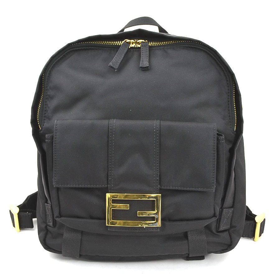 フェンディ FENDI リュック ナイロン ブラック ゴールド レディース 8BZ048-A94G【中古】 e60751g