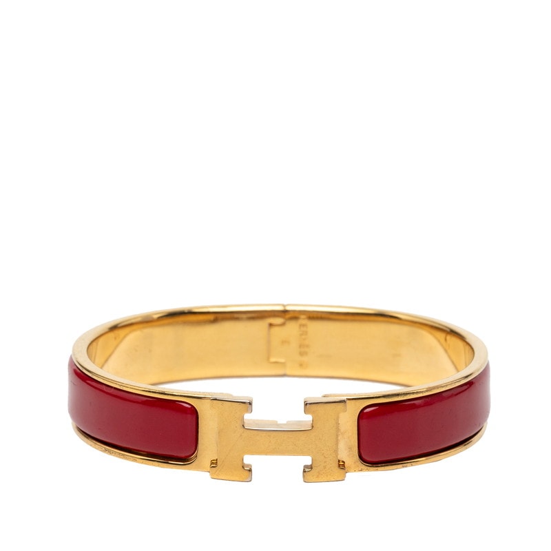エルメス クリックH PM エナメルブレスレット バングル ゴールド レッド メッキ レディース HERMES 【中古】