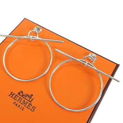 エルメス ループ MM ピアス シルバー925【中古】【Aランク】