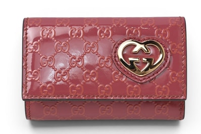 グッチ キーケース/キーホルダー GUCCI 6連 ラブリー 257217 ハートシェープ/インターロッキングG ダスティピンク レディース【中古】