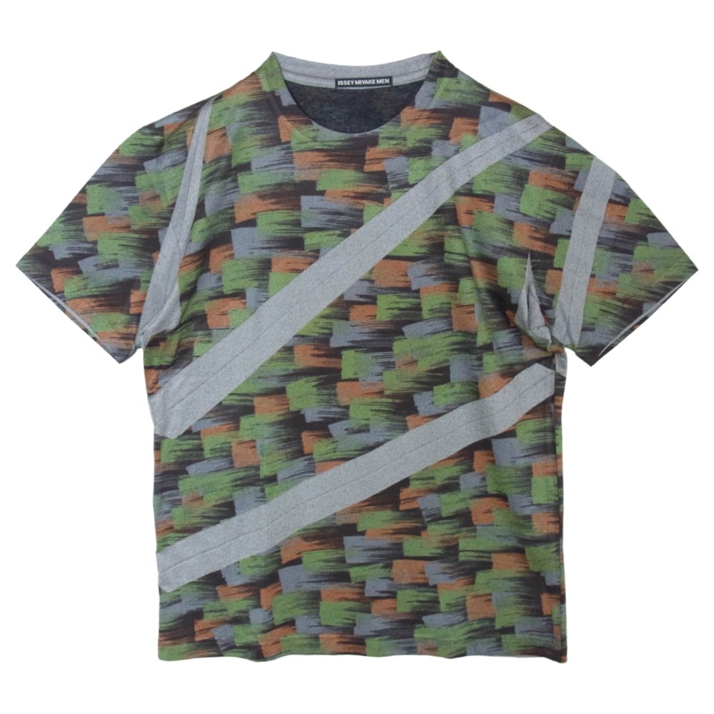 ISSEY MIYAKE イッセイミヤケ ME21JK448 総柄プリーツ Tシャツ カットソー グリーン系 2【中古】