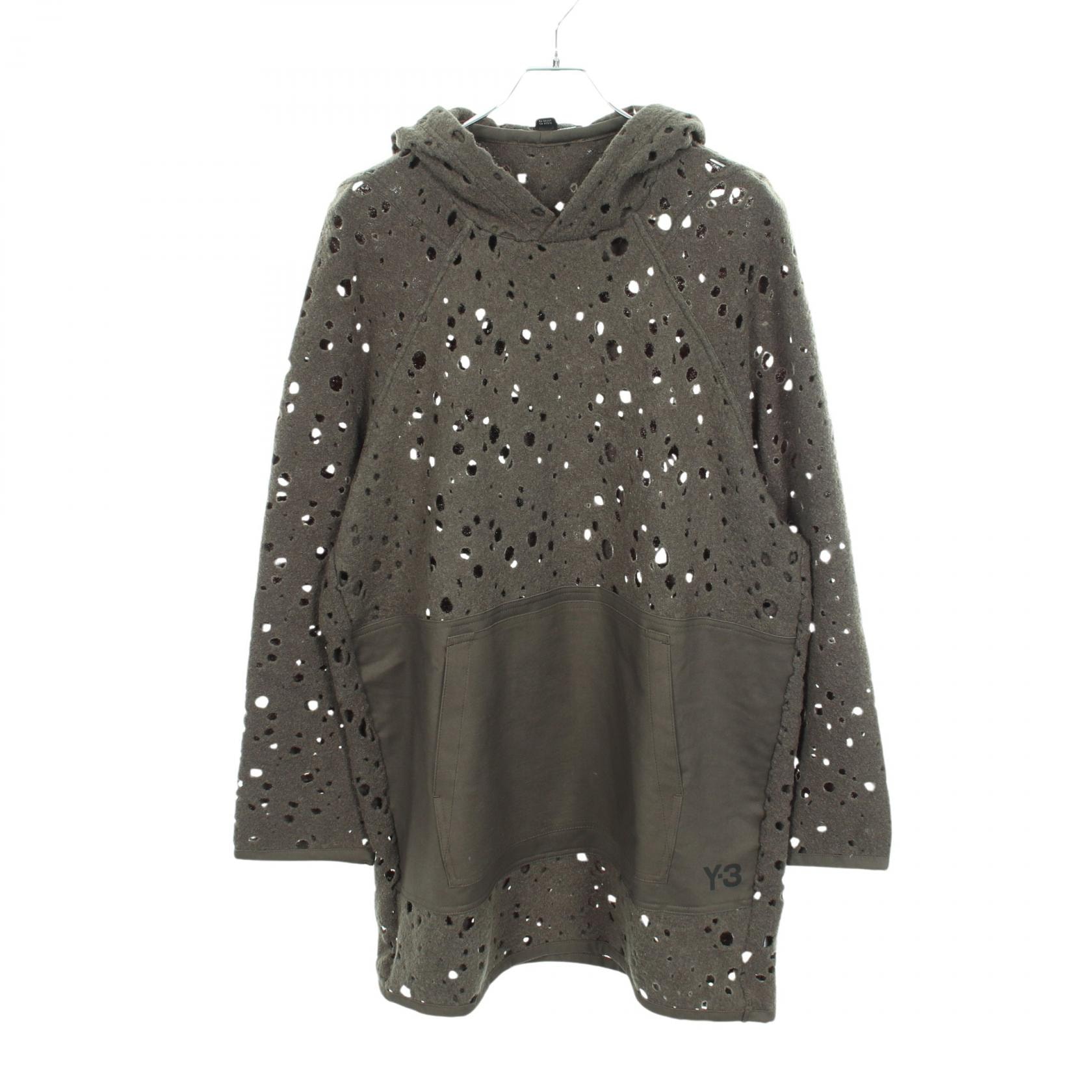 ワイスリー Y-3 WOOL JERSEY HOODIE パーフォレイテッド加工 パーカー 衣料品 トップス ウール ナイロン メンズ グリーン系 / カーキ系 CE6742 【中古】