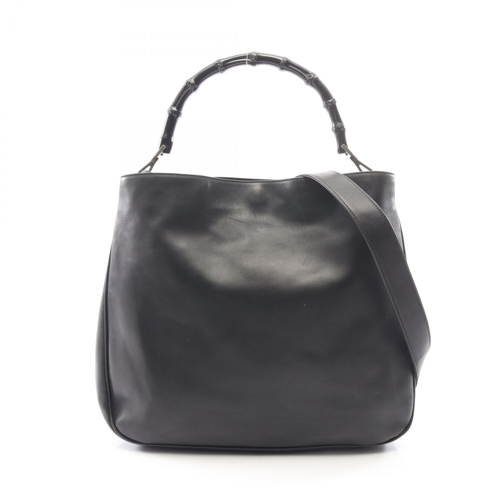 グッチ GUCCI バンブー 2WAY ハンドバッグ バッグ レザー レディース ブラック系 001 1577 【中古】