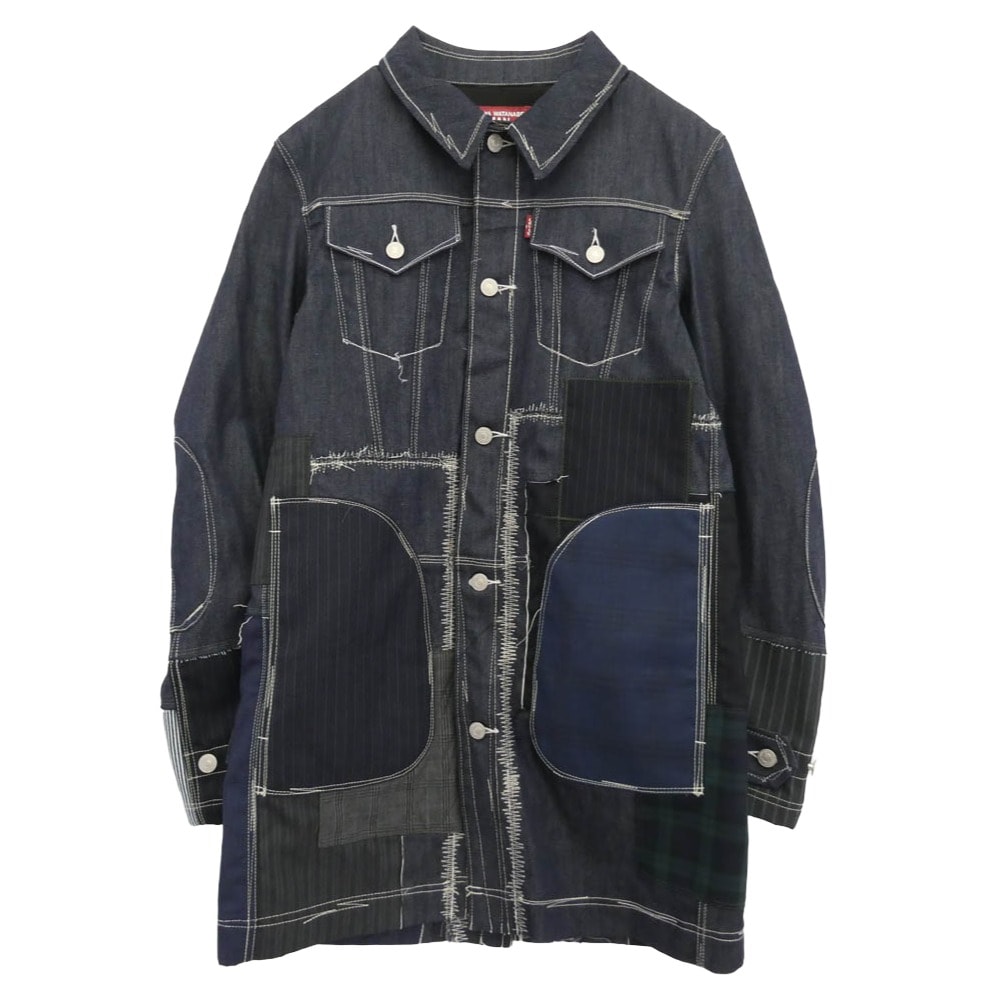 JUNYA WATANABE COMME des GARCONS MAN ジュンヤワタナベコムデギャルソンマン デニムジャケット 24AW WO-C201 再構築 パッチワーク デニム ショートコート ジャケット インディゴブルー系 M【美品】【中古】
