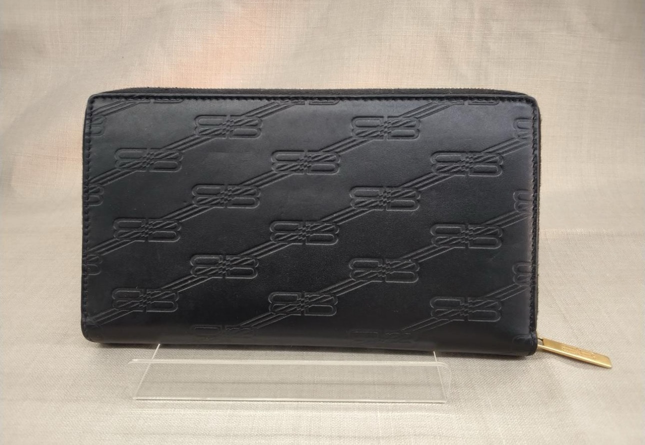 BALENCIAGA Embossed Monogram Continental Zip Wallet Box "Black"
