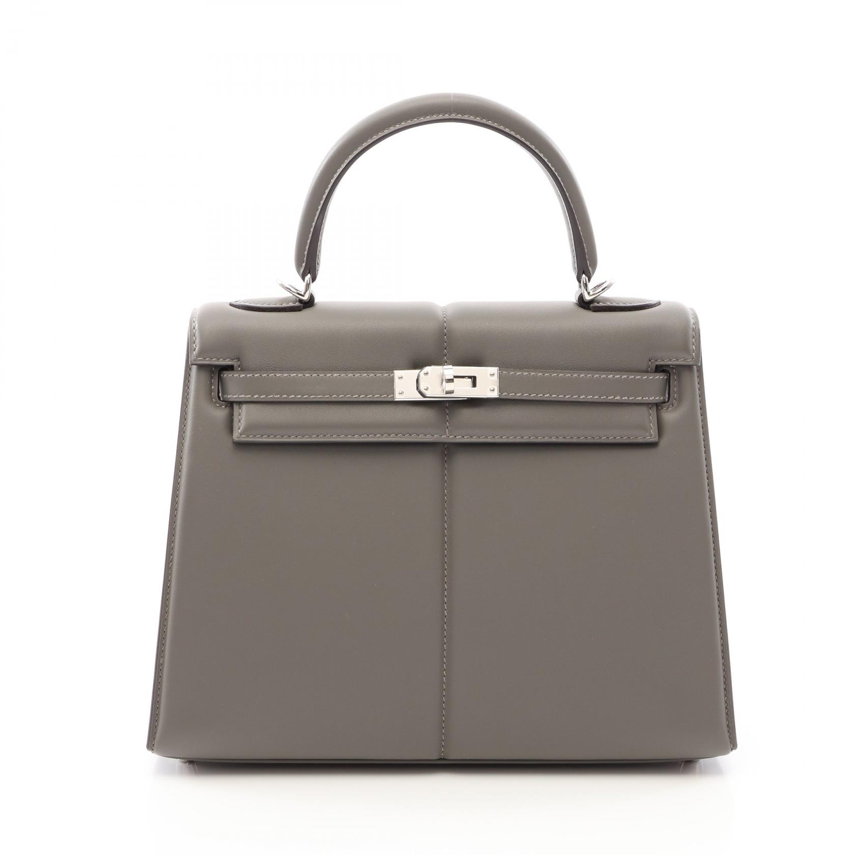 エルメス HERMES ケリー25 パデッド グリメイヤー 2WAY 外縫い ハンドバッグ バッグ レザー ヴォースイフト グリメイヤー B刻印(2023年製造) レディース グレー系 【中古】