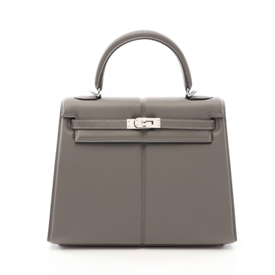 エルメス HERMES ケリー25 パデッド グリメイヤー 2WAY 外縫い ハンドバッグ バッグ レザー ヴォースイフト グリメイヤー B刻印(2023年製造) レディース グレー系 【中古】