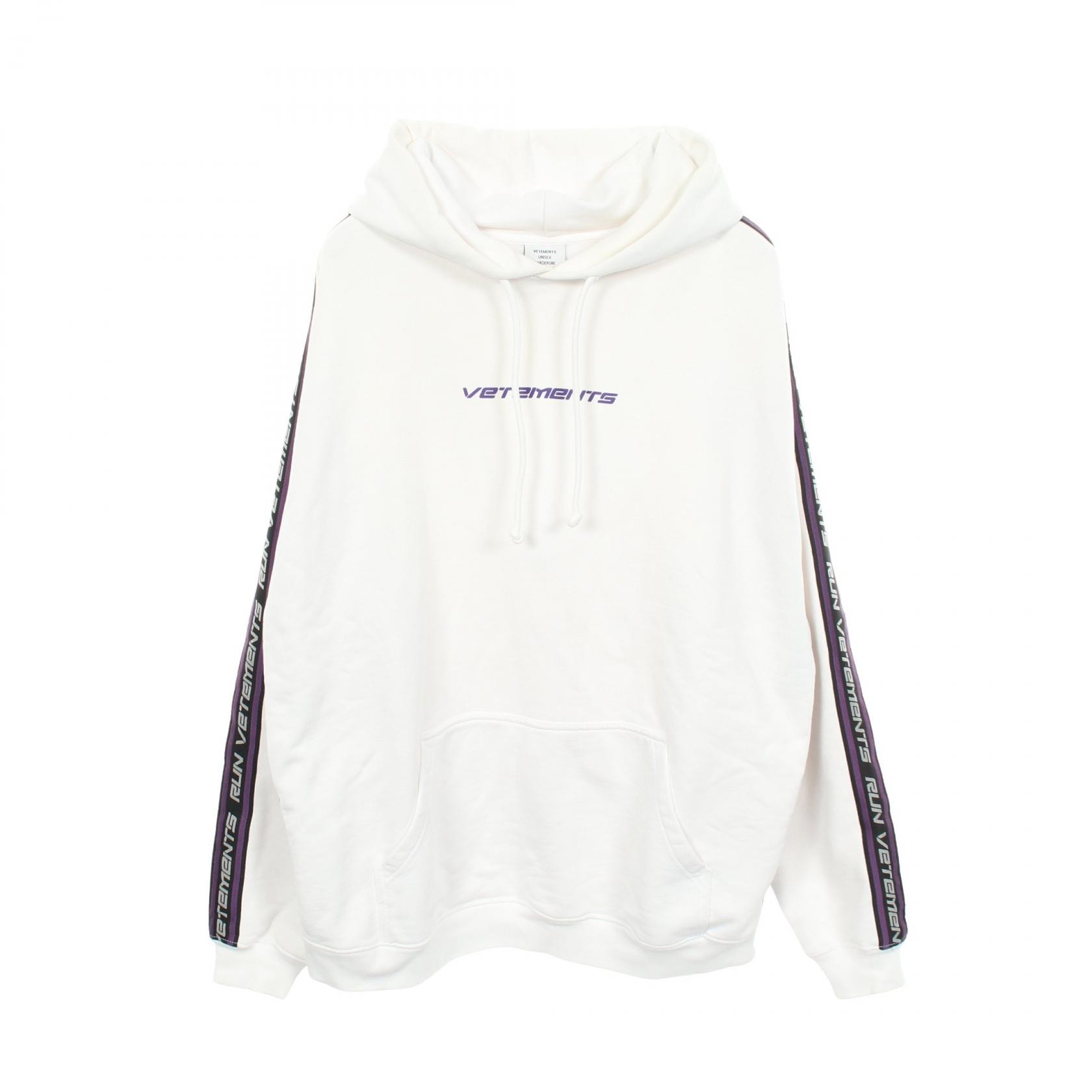ヴェトモン VETEMENTS 21AW Logo Tape Hoodie パーカー 衣料品 トップス コットン ポリエステル メンズ ホワイト系 【中古】
