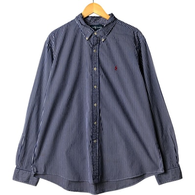 古着 ラルフローレン Ralph Lauren CUSTOM FIT 長袖 ボタンダウンストライプシャツ メンズXXL相当/eaa565596