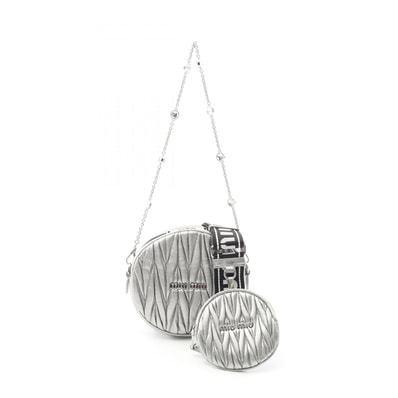 ミュウ ミュウ Miu Miu マテラッセ ショルダーバッグ バッグ レザー レディース シルバー系 5BH191 【中古】