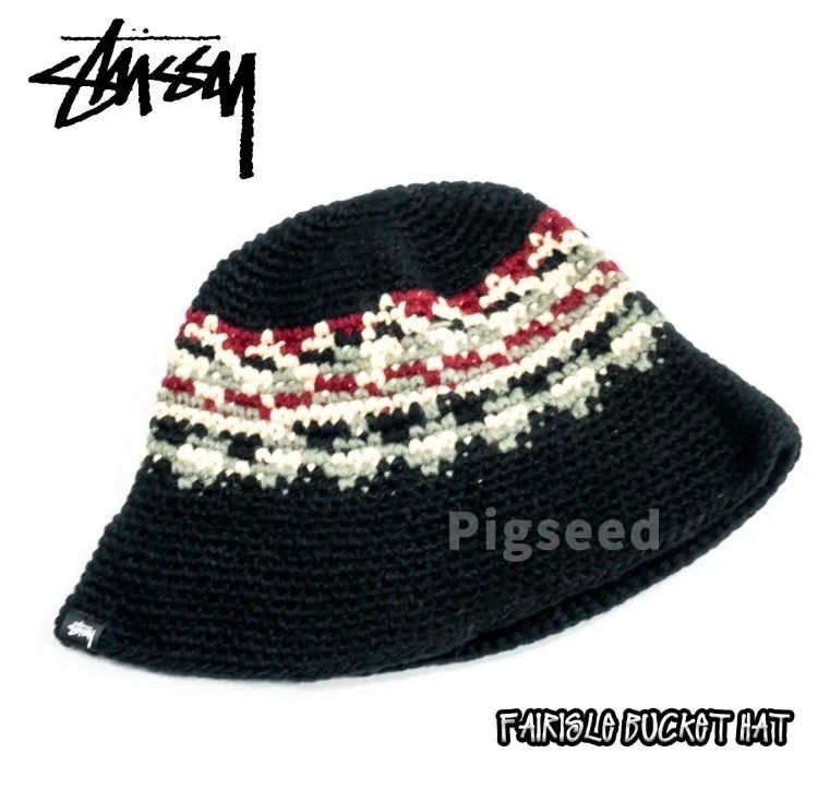 STUSSY FAIRISLE BUCKET HAT ブラック