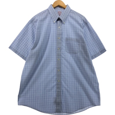古着 ブルックスブラザーズ Brooks Brothers Est.1818 MADISON 半袖 ボタンダウン チェックシャツ メンズXL相当/eaa560177