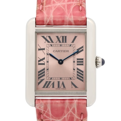 カルティエ CARTIER タンクソロSM 腕時計 時計 ステンレススチール クロコ革 レディース ピンク系 W5200000 【中古】