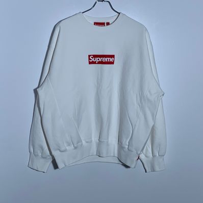 Supreme Washed Box Logo Crewneck "White"