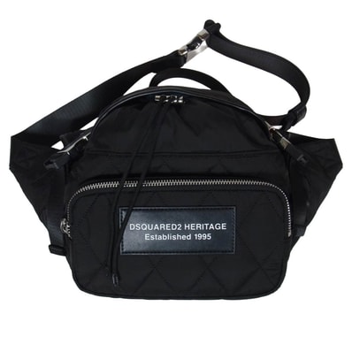 DSQUARED2 ディースクエアード BBM0074-11702380 Heritage Belt Bag ヘリテージ ベルト バッグ キルティング ウエストポーチ ブラック系【美品】【中古】