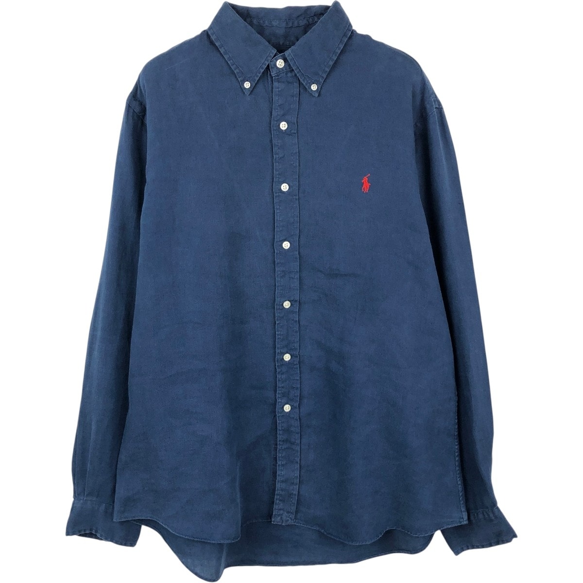 古着 ラルフローレン Ralph Lauren CUSTOM FIT 長袖 リネン ボタンダウンシャツ メンズL相当/eaa668185
