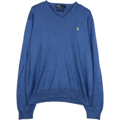 古着 ラルフローレン Ralph Lauren POLO by Ralph Lauren Vネック ピマコットンニットセーター メンズXL相当/eaa645878