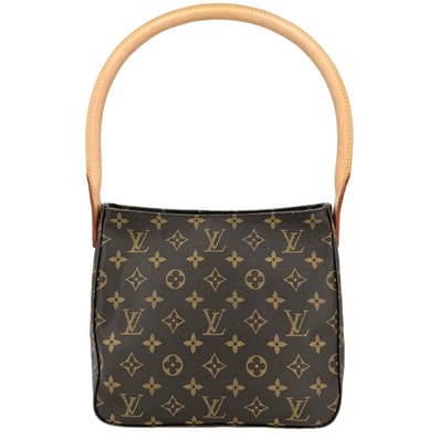 LOUIS VUITTON ルイヴィトン ハンドバッグ ルーピング MM 肩掛け M51146 モノグラムキャンバス ブラウン 茶 ゴールド金具 レディース【中古品】