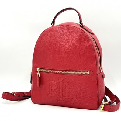LAUREN RALPH LAUREN(ローレン ラルフ ローレン)レザー バックパック リュックサック レッド ゴールド金具 レディース【中古】