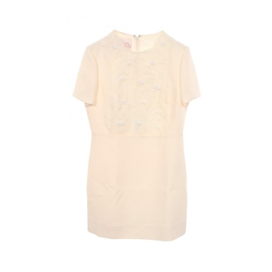 ヴァレンチノ Valentino フラワー ビーズ ワンピース 衣料品 トップス ウール シルク レディース アイボリー系 【中古】