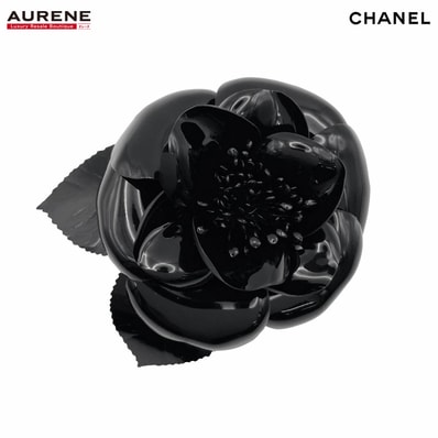 CHANEL シャネル ブローチ カメリア コサージュ フラワー バッジ ブラック レディース 【中古】