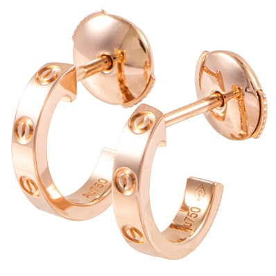 CARTIER カルティエ ラブ フープ イヤリング スモールモデル ピアス K18PG ピンク ゴールド【中古】