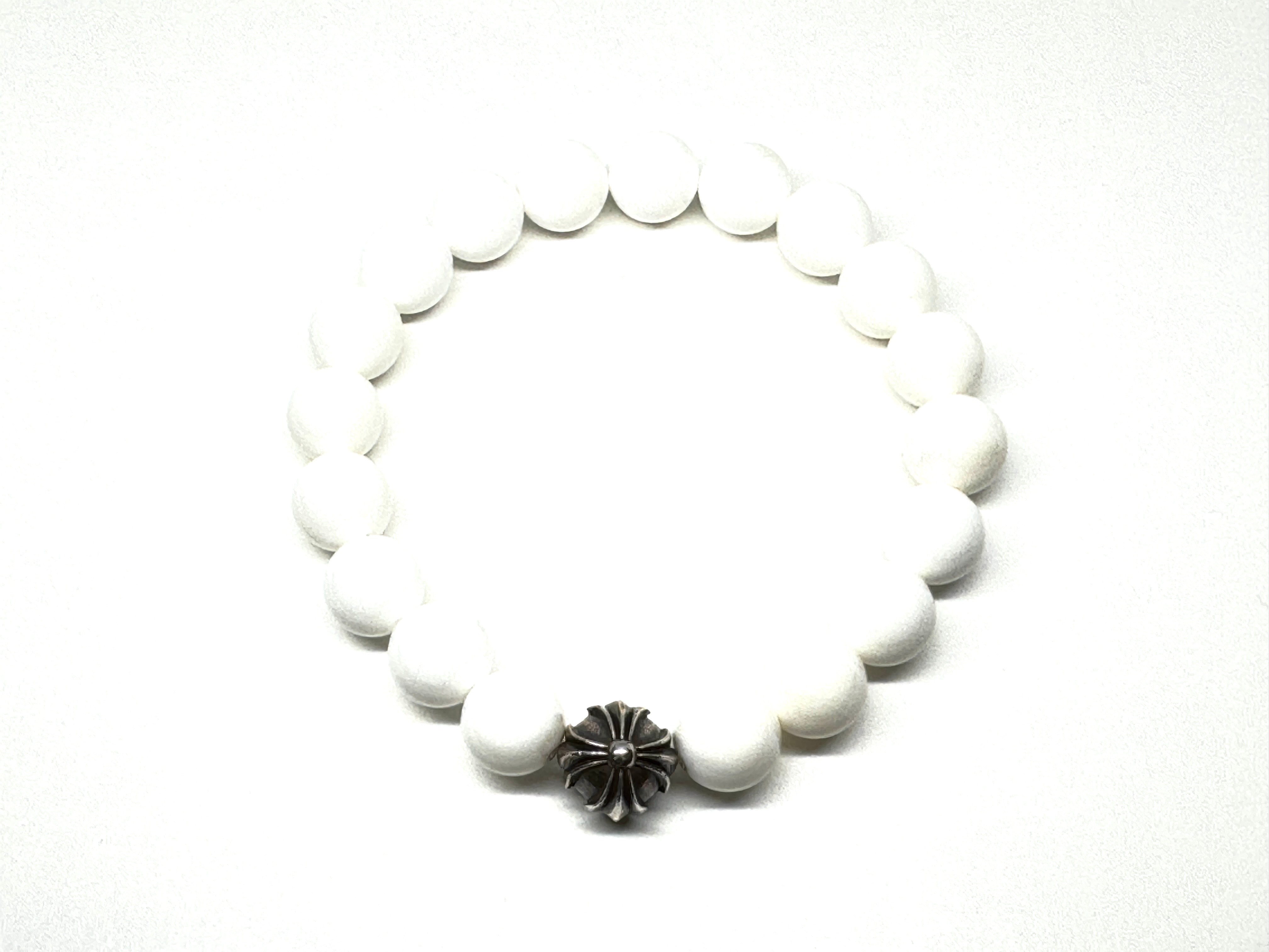 Chrome Hearts Beads 10mm Crossball Bracelet "White"