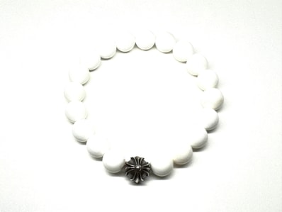 Chrome Hearts Beads 10mm Crossball Bracelet "White"