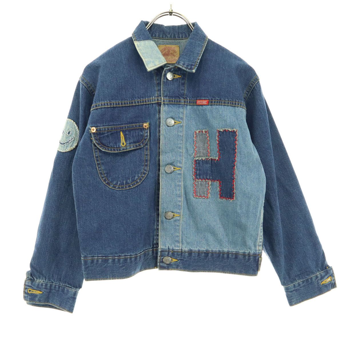 HYSTERIC GLAMOUR ヒステリックグラマー 長袖 パッチワーク デニムジャケット 130 ブルー