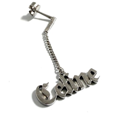 【片耳用】セリーヌ メンズ シングル ピアス ゴシック ロゴ シルバー925