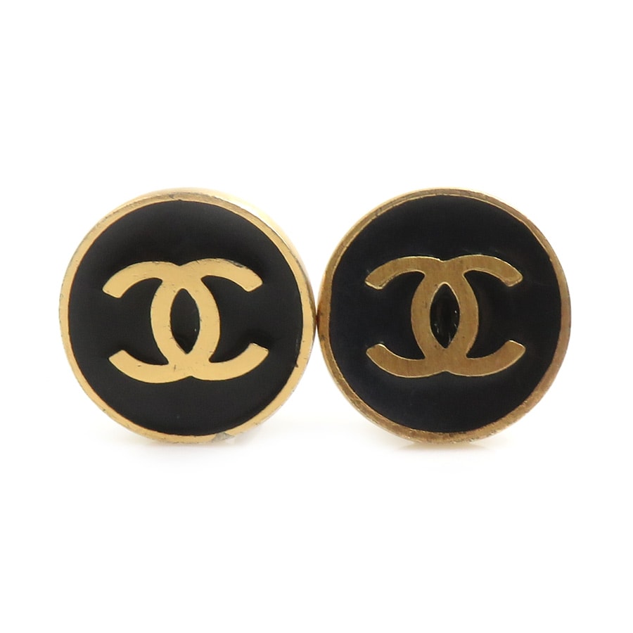 シャネル CHANEL イヤリング ココマーク メタル/エナメル ゴールド/ブラック レディース【中古】 e61671a