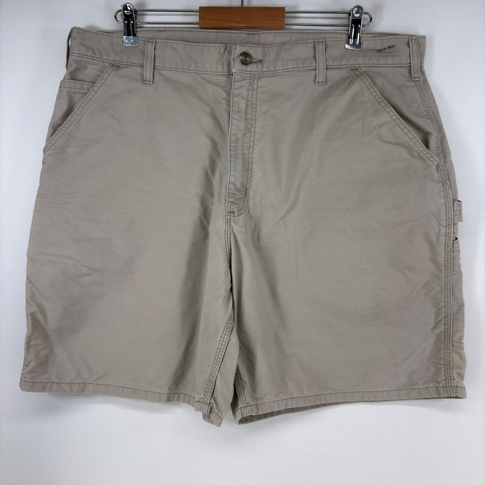 古着 カーハート Carhartt ダック ショートパンツ ペインター ワーク 大きいサイズ ジップ ハーフパンツ w40  ベージュ メンズ