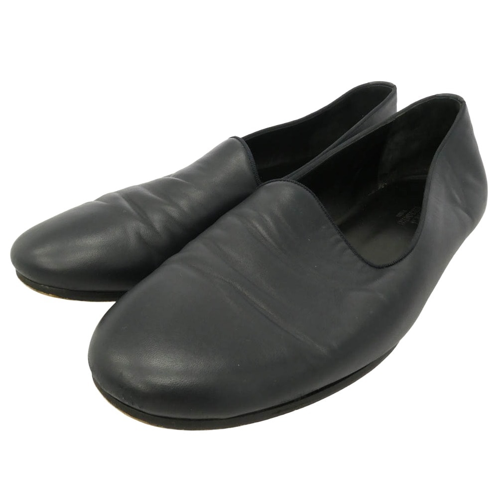 HERMES エルメス SEMELLE CUIR オペラシューズ レザー スリッポン ブラック系 40.5【中古】