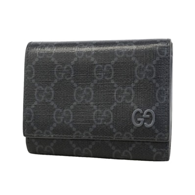 【6he4728-k】グッチ 三つ折り財布 GGスプリーム 769225 PVC ブラック シルバー金具【中古】メンズ レディース ユニセックス