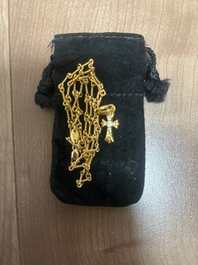 Chrome Hearts 22K CH Cross Baby Fat Charm with Pave Diamond "Yellow Gold"