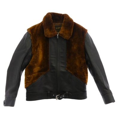 TENDERLOIN テンダーロイン ジャケット T-GRIZZLY JKT 2 HORSE HIDE ホースハイド レザー切替 グリズリージャケット 熊ジャン ブラウン系 ブラック系 M【美品】【中古】