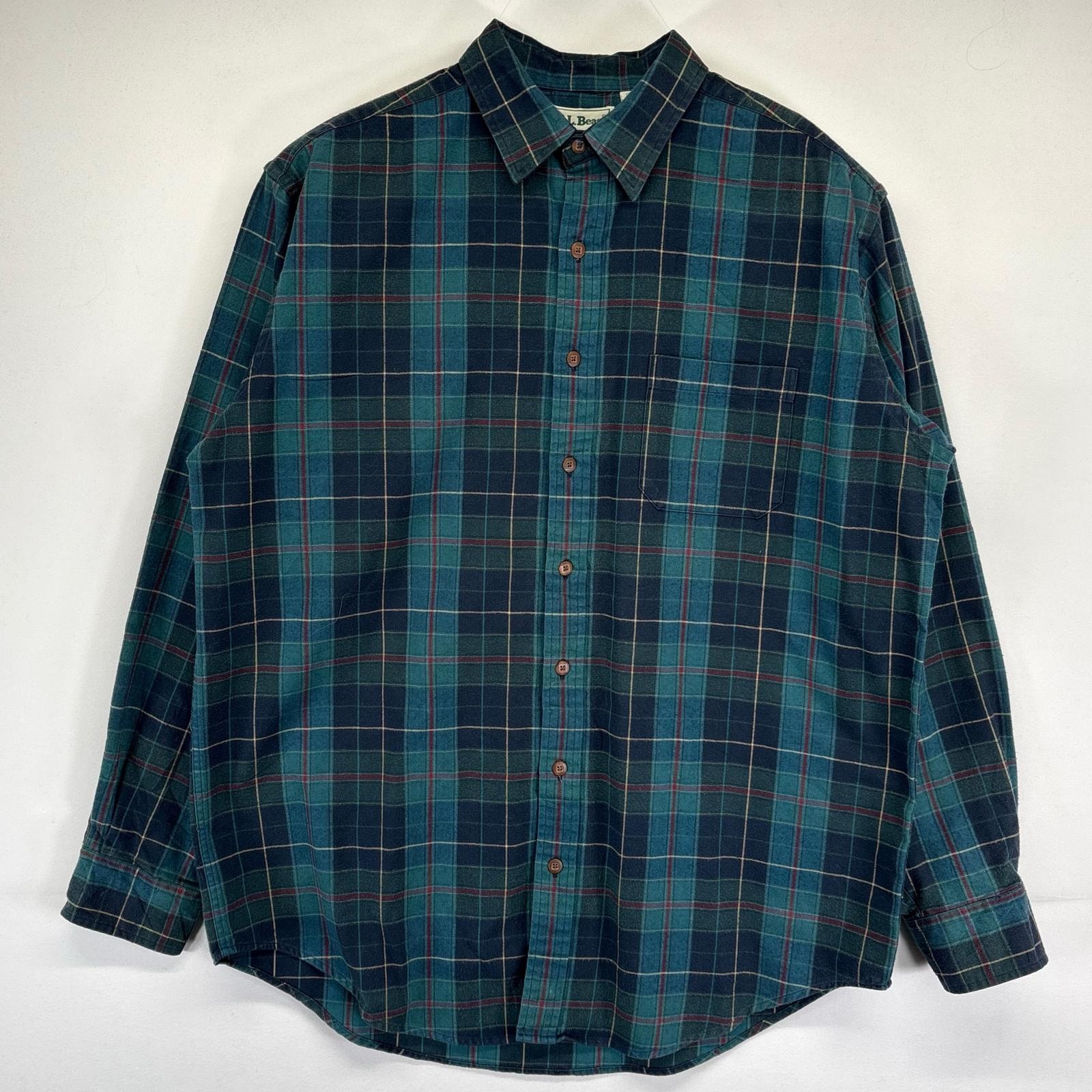 古着 90's/90年代 エルエルビーン L.L.Bean 長袖シャツ ネルシャツ チェック柄 アウトドア 胸ポケット L マルチカラー メンズ