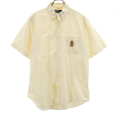 Polo by Ralph Lauren ポロバイラルフローレン ストライプ柄 半袖 ボタンダウンシャツ L イエロー系 オックスフォード