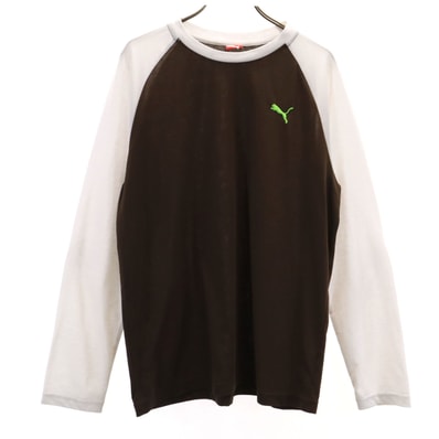 PUMA プーマ 長袖 Tシャツ L ブラウン ロンT ラグラン
