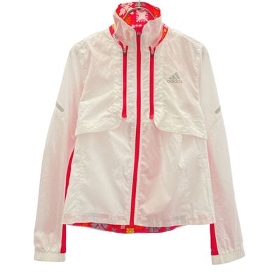 adidas アディダス ロゴプリント 2WAY ウインドブレーカー S ホワイト トレーニング