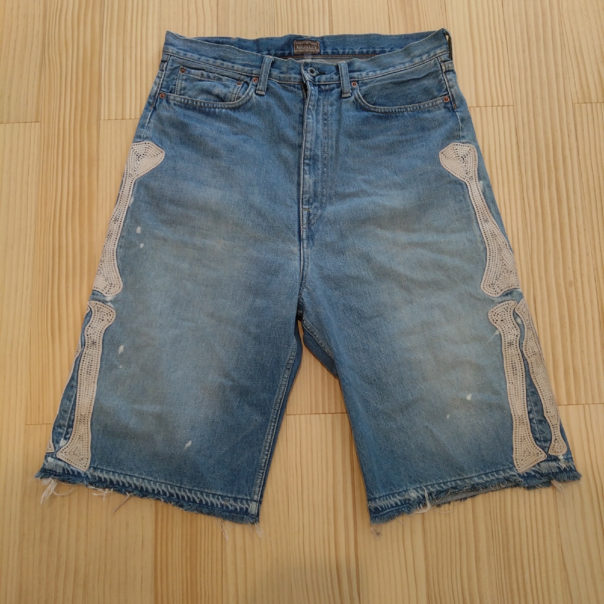 KAPITAL 14OZ DENIM 5P SHORT PANTS (BOUND EMBROIDERY) "Indigo"