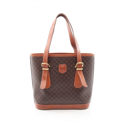 セリーヌ CELINE マカダム トートバッグ バッグ PVCコーティングキャンバス レザー レディース ブラウン系 【中古】